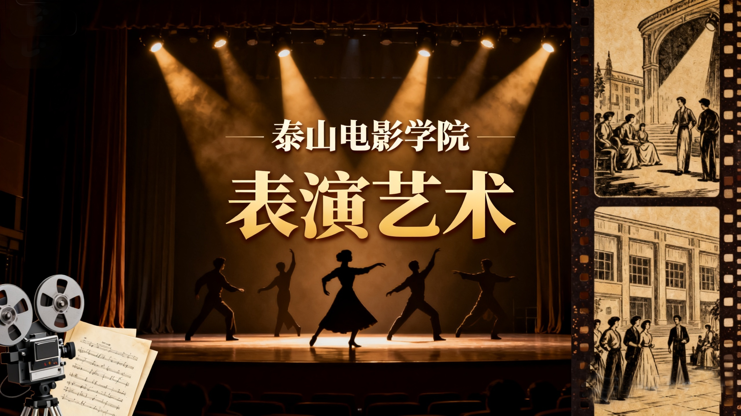 jimeng-2026-05-02-9851-请制作一副泰山电影学院专业介绍图，专业名称“表演艺术”。高清8k，电影风格。.png